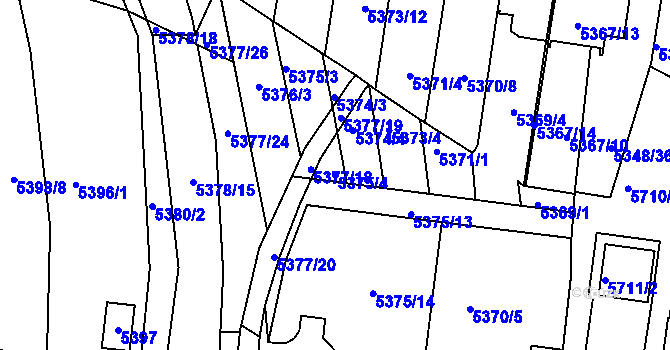 Parcela st. 5375/4 v KÚ Žabovřesky, Katastrální mapa