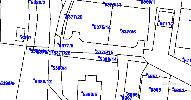 Parcela st. 5375/15 v KÚ Žabovřesky, Katastrální mapa