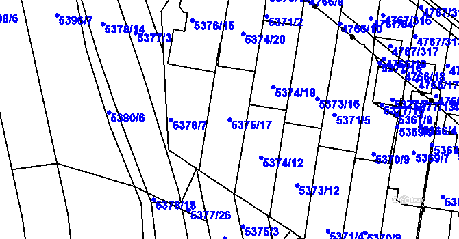 Parcela st. 5375/17 v KÚ Žabovřesky, Katastrální mapa