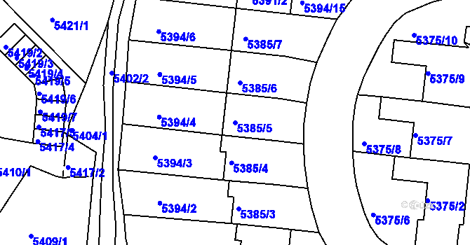 Parcela st. 5385/5 v KÚ Žabovřesky, Katastrální mapa