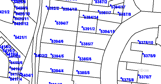 Parcela st. 5385/7 v KÚ Žabovřesky, Katastrální mapa