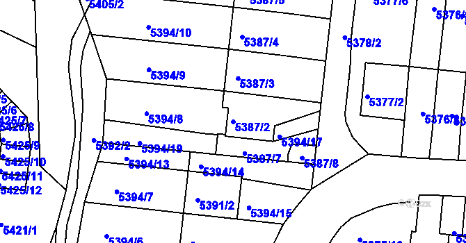 Parcela st. 5387/2 v KÚ Žabovřesky, Katastrální mapa