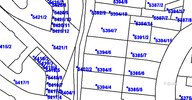Parcela st. 5394/6 v KÚ Žabovřesky, Katastrální mapa
