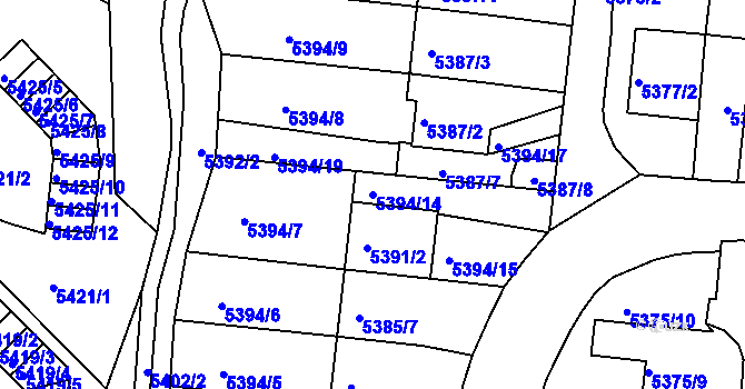 Parcela st. 5394/14 v KÚ Žabovřesky, Katastrální mapa