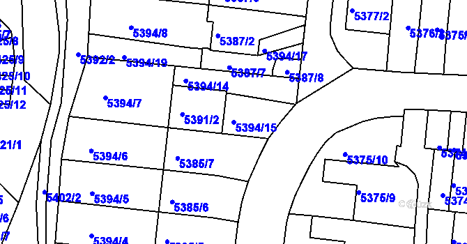 Parcela st. 5394/15 v KÚ Žabovřesky, Katastrální mapa