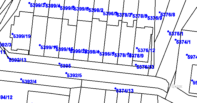 Parcela st. 5396/5 v KÚ Žabovřesky, Katastrální mapa