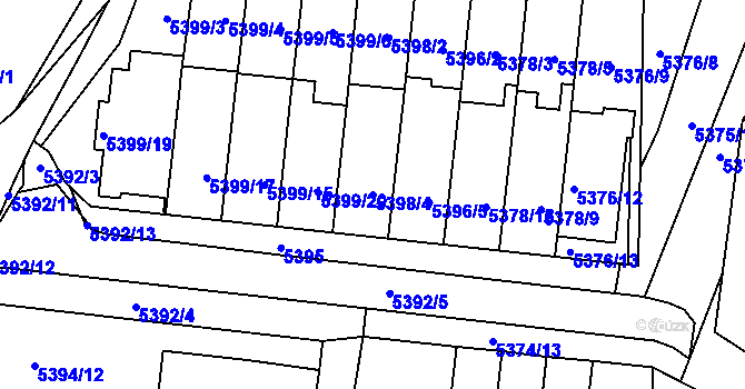Parcela st. 5398/4 v KÚ Žabovřesky, Katastrální mapa