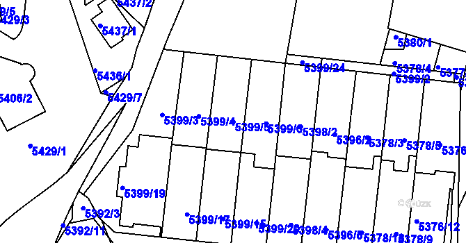 Parcela st. 5399/5 v KÚ Žabovřesky, Katastrální mapa