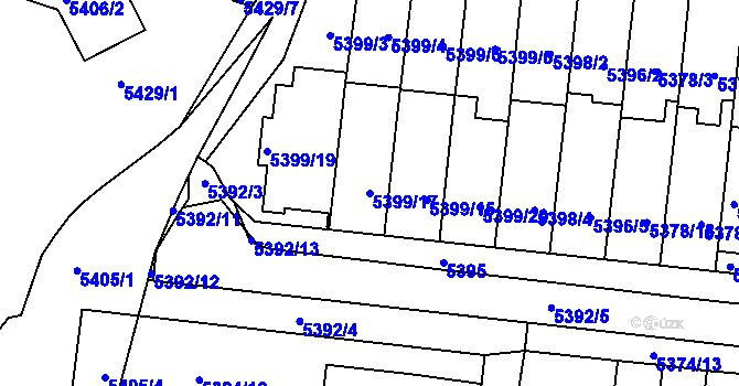 Parcela st. 5399/17 v KÚ Žabovřesky, Katastrální mapa