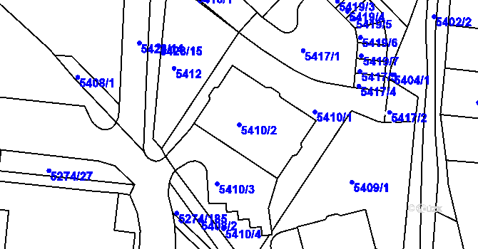 Parcela st. 5410/2 v KÚ Žabovřesky, Katastrální mapa