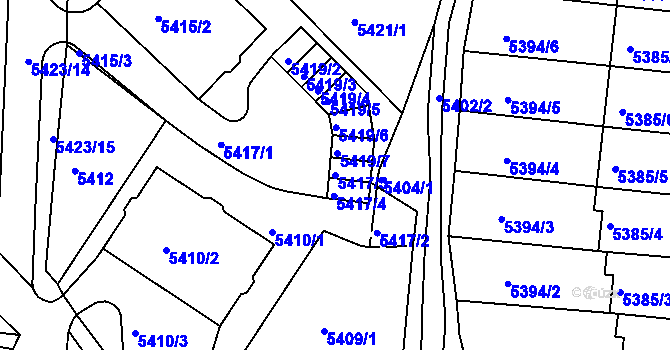 Parcela st. 5417/3 v KÚ Žabovřesky, Katastrální mapa