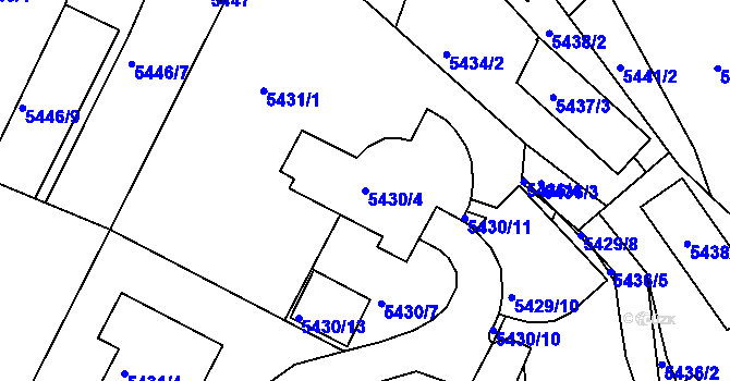 Parcela st. 5430/4 v KÚ Žabovřesky, Katastrální mapa