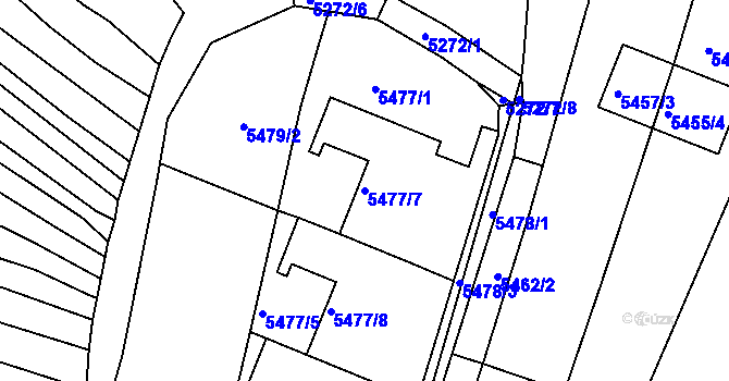 Parcela st. 5477/7 v KÚ Žabovřesky, Katastrální mapa
