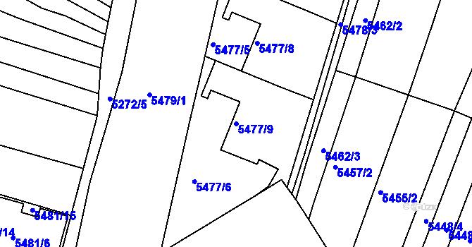 Parcela st. 5477/9 v KÚ Žabovřesky, Katastrální mapa