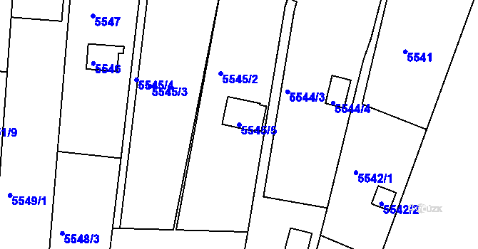 Parcela st. 5545/5 v KÚ Žabovřesky, Katastrální mapa