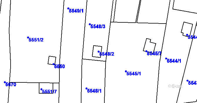 Parcela st. 5548/2 v KÚ Žabovřesky, Katastrální mapa