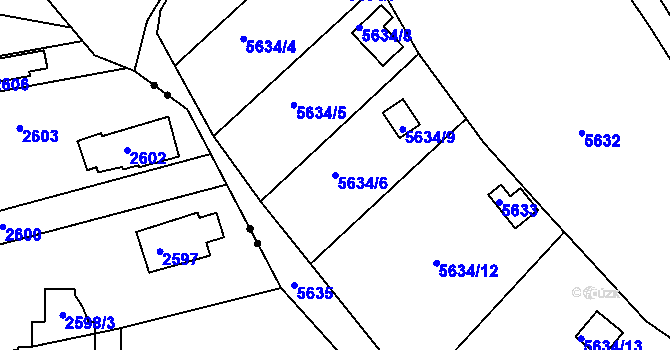 Parcela st. 5634/6 v KÚ Žabovřesky, Katastrální mapa