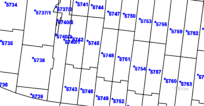 Parcela st. 5748 v KÚ Žabovřesky, Katastrální mapa
