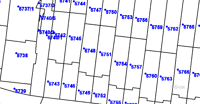 Parcela st. 5751 v KÚ Žabovřesky, Katastrální mapa