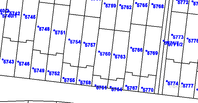 Parcela st. 5760 v KÚ Žabovřesky, Katastrální mapa