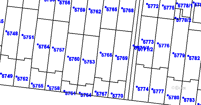 Parcela st. 5766 v KÚ Žabovřesky, Katastrální mapa