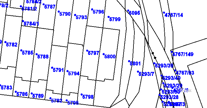 Parcela st. 5800 v KÚ Žabovřesky, Katastrální mapa