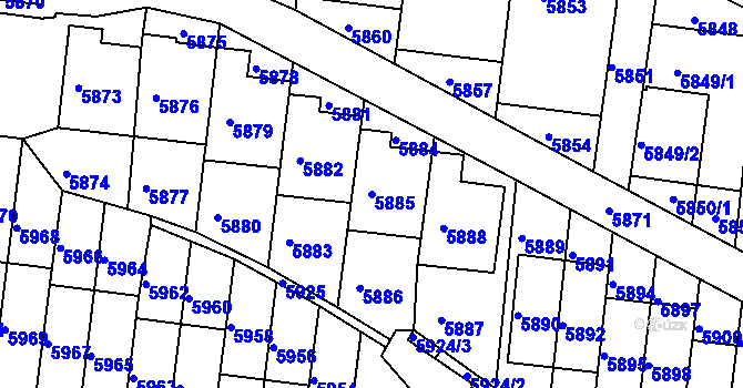 Parcela st. 5885 v KÚ Žabovřesky, Katastrální mapa