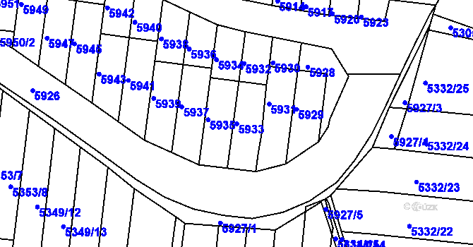 Parcela st. 5933 v KÚ Žabovřesky, Katastrální mapa