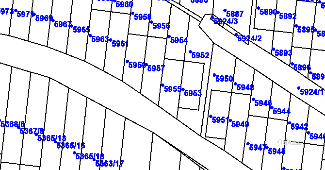 Parcela st. 5955 v KÚ Žabovřesky, Katastrální mapa