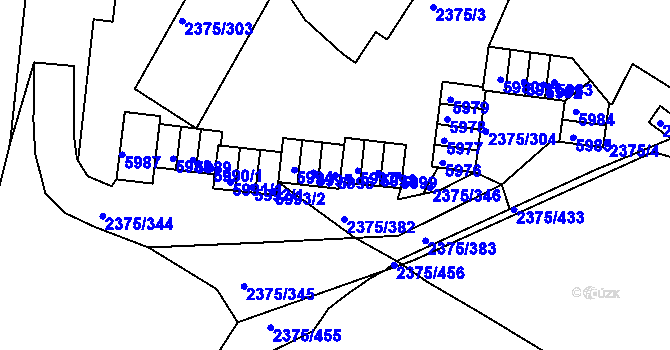 Parcela st. 5996 v KÚ Žabovřesky, Katastrální mapa