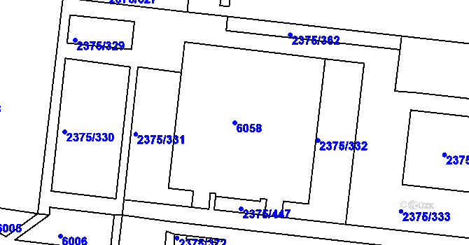 Parcela st. 6058 v KÚ Žabovřesky, Katastrální mapa