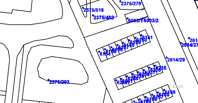 Parcela st. 6154 v KÚ Žabovřesky, Katastrální mapa