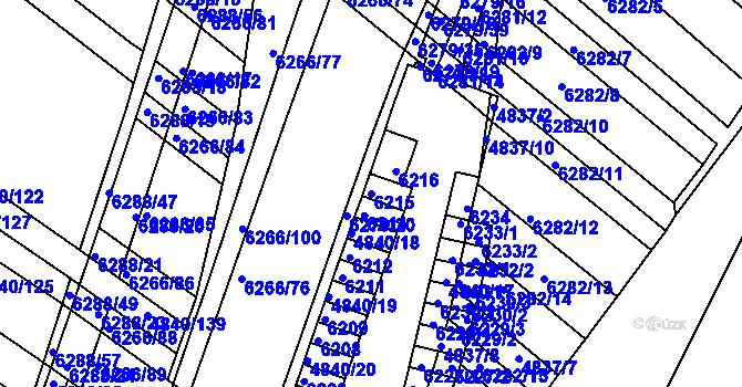 Parcela st. 6215 v KÚ Žabovřesky, Katastrální mapa