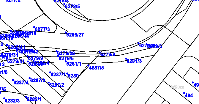 Parcela st. 6279/4 v KÚ Žabovřesky, Katastrální mapa