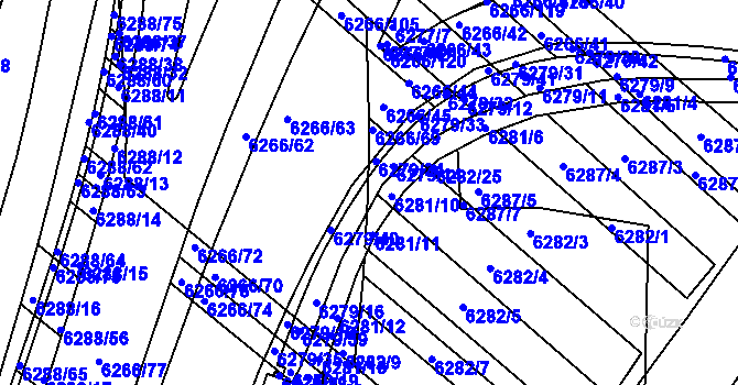 Parcela st. 6279/17 v KÚ Žabovřesky, Katastrální mapa