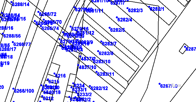 Parcela st. 6282/8 v KÚ Žabovřesky, Katastrální mapa