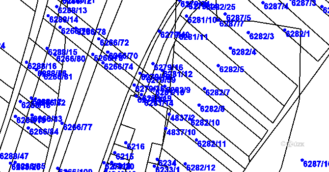 Parcela st. 6282/9 v KÚ Žabovřesky, Katastrální mapa