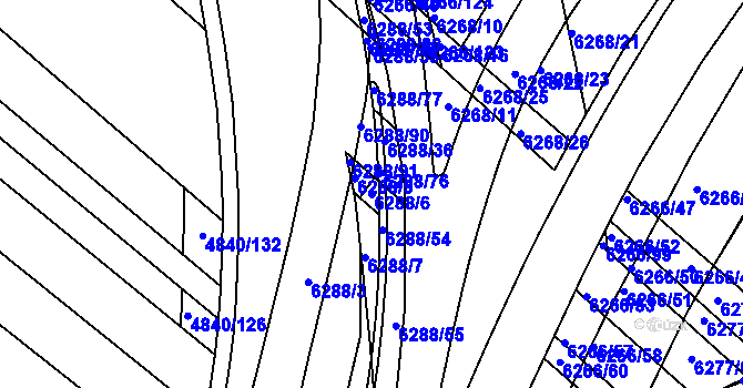 Parcela st. 6288/6 v KÚ Žabovřesky, Katastrální mapa