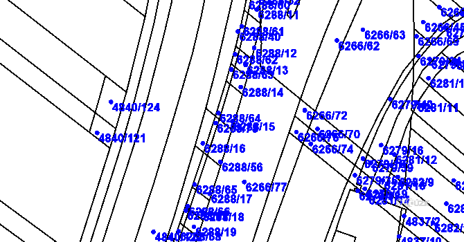 Parcela st. 6288/15 v KÚ Žabovřesky, Katastrální mapa