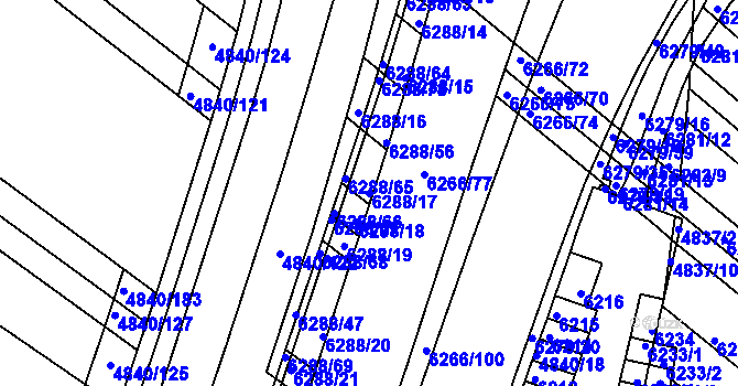Parcela st. 6288/17 v KÚ Žabovřesky, Katastrální mapa