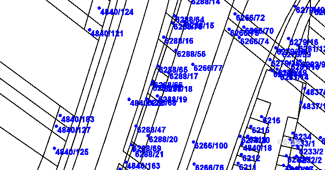 Parcela st. 6288/18 v KÚ Žabovřesky, Katastrální mapa