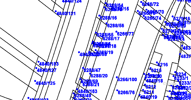 Parcela st. 6288/19 v KÚ Žabovřesky, Katastrální mapa