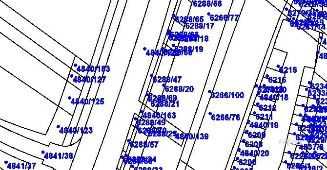 Parcela st. 6288/20 v KÚ Žabovřesky, Katastrální mapa