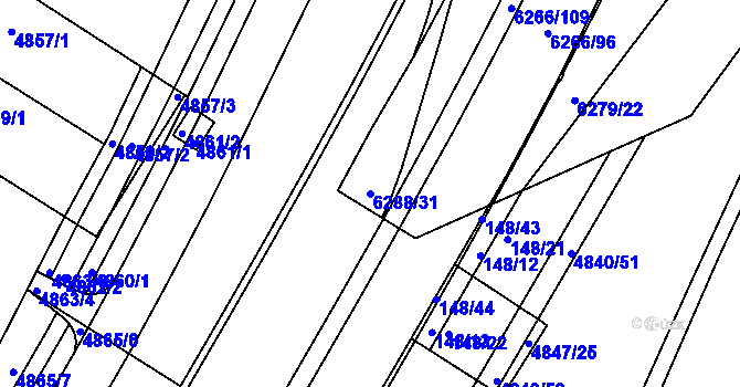 Parcela st. 6288/31 v KÚ Žabovřesky, Katastrální mapa