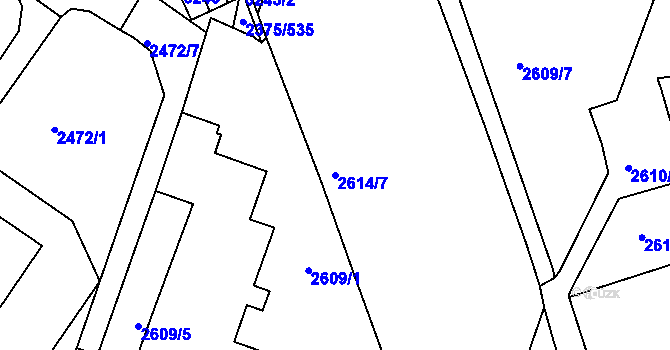 Parcela st. 2614/7 v KÚ Žabovřesky, Katastrální mapa