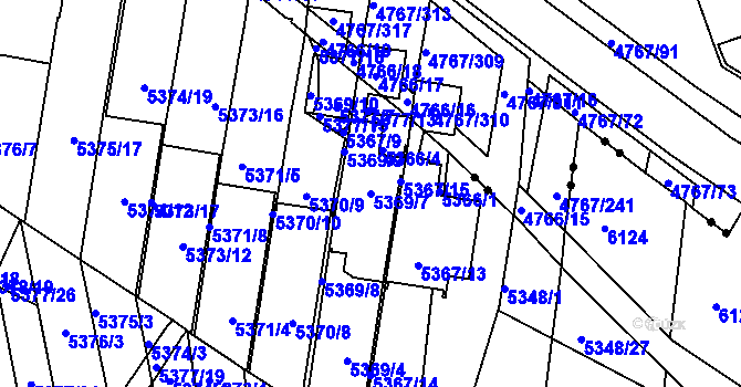 Parcela st. 5369/7 v KÚ Žabovřesky, Katastrální mapa