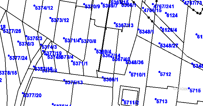 Parcela st. 5367/14 v KÚ Žabovřesky, Katastrální mapa