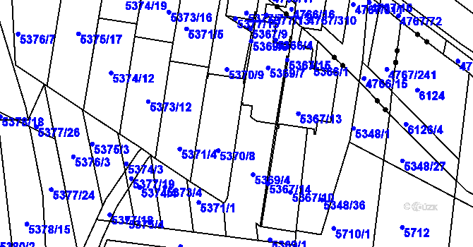 Parcela st. 5369/8 v KÚ Žabovřesky, Katastrální mapa