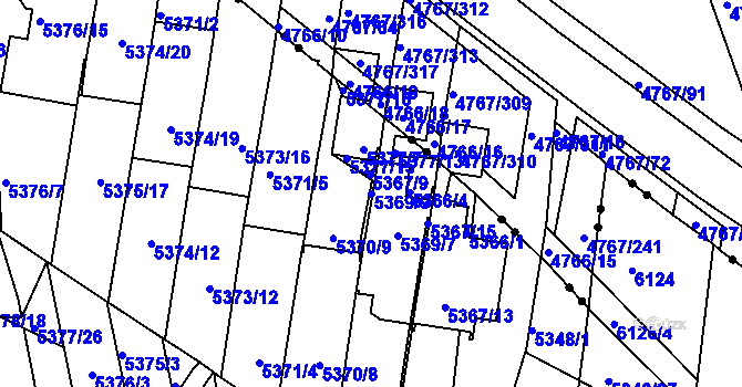 Parcela st. 5369/9 v KÚ Žabovřesky, Katastrální mapa