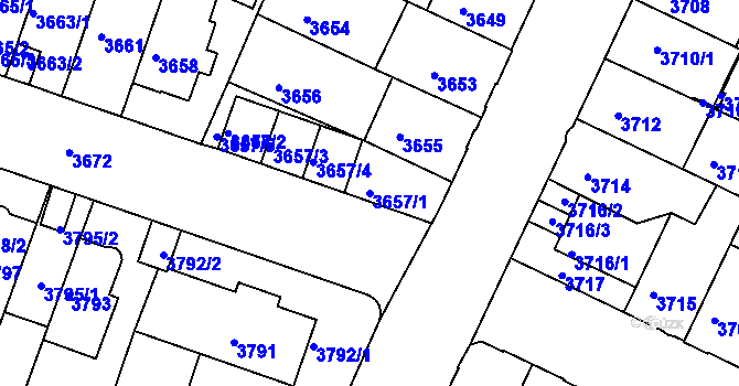 Parcela st. 3657/1 v KÚ Žabovřesky, Katastrální mapa
